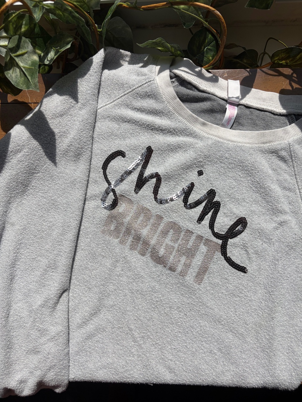 Xhilaration Shine Bright Sequin Sweatshirt Medium Gray Lightweight Pullover
